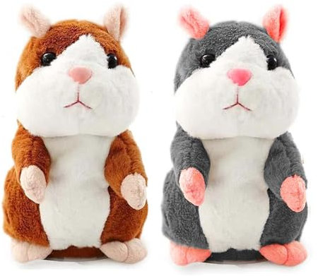 Sunshine smile 2 Stück Sprechender Hamster,Hamster Nachsprechen,Hamster Sprechender,Talking Plüschtier Elektronische,Maus Kinder Stofftier,Record Spielzeug Interaktives für Baby Kids