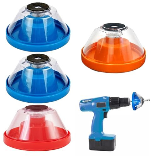 KUBDPQOR Bohrstaubfänger, 4 Stück Stoßfester Staubsammler, Bohrstaubsammler für eine Staub Einfangen Arbeit, Schüsselförmiges Design für maximale Staubschutz & Bohr Staubschutz, Staubfänger(3 Farben)
