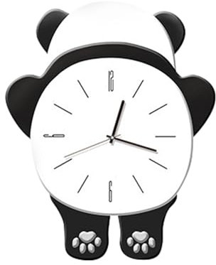 MagiDeal Leise Wanduhr, Kinderwanduhr, stilvolle, kreative dekorative Uhr, Wanduhr zum Aufhängen für Schlafzimmer, Büro, Kinderzimmer, Panda zurück