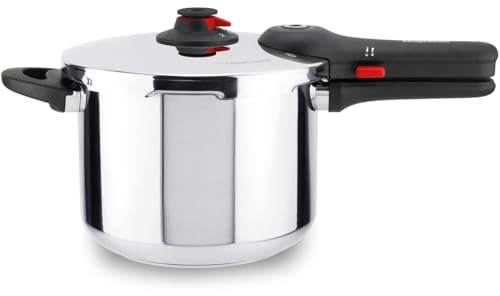 Magefesa EasyClick - Olla Express Rápida de 6 Litros, Acero Inoxidable 18/10, Apertura Fácil, Todo Tipo de Cocinas, Inducción, 2 Modos de Presión