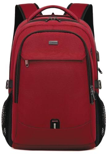 Sac à Dos Ordinateur Portable 17 Pouces Homme Fonctionnel Sac à Dos PC Portable avec USB Charging Port Couverture résistant à l’eau Imperméable Antivol pour Collège Affaire Scolaire Voyage - rouge