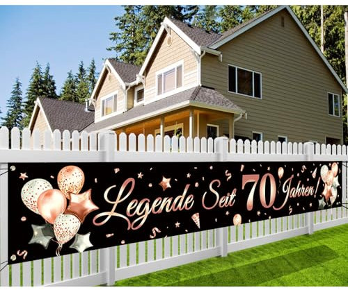 70. Geburtstag Banner, Legende Seit 70 Jahren Glitzerbanner, deko 70 geburtstag Lange Banner für Männer und Frauen 70. Geburtstagsfeier Party, 300 * 50cm (Rosegold)
