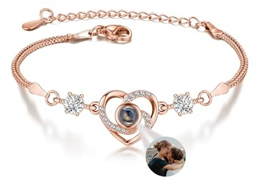 JSDDE Personalisiertes Armband mit Foto 100 Sprachen Ich liebe dich Armband Projektionsarmband Personalisierte Geschenk für Liebe Freundin Schwester