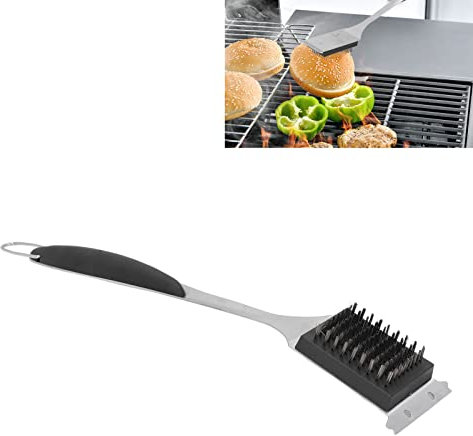 Grillbürste und Schaber, 16,54 Zoll Extra Starkes Grillreiniger-Zubehör, Edelstahl-Grillreinigungsbürste mit Langem Griff für Gas-Holzkohle-Grillroste
