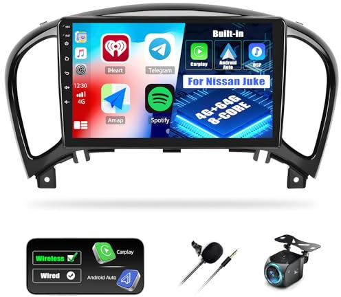 4G+64G 8 Core CAMECHO Android 13 Carplay Autoradio per Nissan Juke 2011-2016 con Carplay Android Auto, Autoradio Touch da 9 Pollici 2Din con Bluetooth GPS WiFi FM/RDS SWC Telecamera Posteriore&MIC