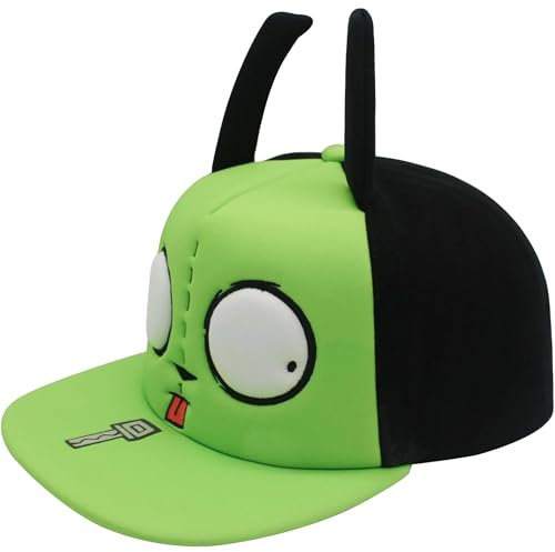 Concept One Unisex-Erwachsene Invader Zim Baseball Cap, Gir Adult Snapback Hat with Flat Brim 3D Ears and Eyes Baseballkappe, grün/schwarz, Einheitsgre