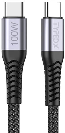TYPEDX 5A 100W USB Type C to USB C Charger Cable for Apple MacBook Air/Pro, iPad Pro, iPad Air, Mini, iPhone 15 16 17 Pro Max, Samsung S24 S25 Ultra/Plus - Braided, Durable, Fast [2 Meter]