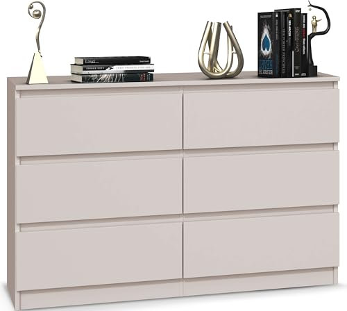 Beneli Kommode KASZMIR 120x30x75 cm | Schubladenkommode mit 6 Schubladen | Modernes Sideboard für Wohnzimmer, Schlafzimmer & Flur | Elegantes Design