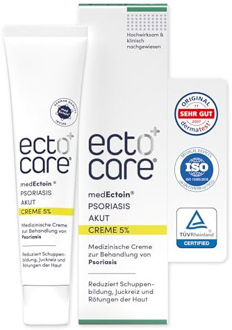 ectocare® Psoriasis Creme Akut mit 5% Ectoin 30ml | Schuppenflechte Salbe ohne Kortison | Medizinprodukt Reduziert Schuppenbildung, Juckreiz & Rötungen | Lindert trockene, rissige & schmerzende Haut