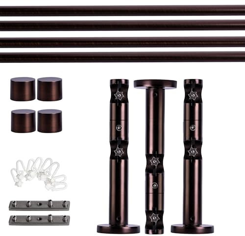 Victoria M. Gardinenstange Set mit Kappenknäufen mit Wandhalter und Flachring und Innenlauf Ø 19 mm Länge 280cm, 2-Läufig, Rot-bronze gebürstet