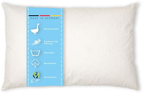 Kissenoutlet24 Federkissen 30x60cm Füllung 460g Bezug Baumwolle Farbe Creme Made in Germany