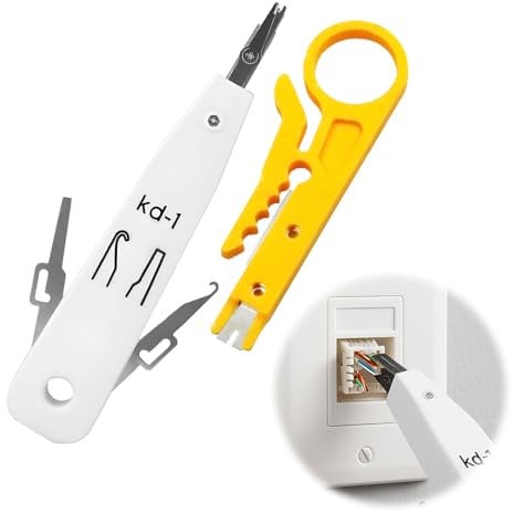 Punch Down Tool, Ethernet Krone Tool for RJ45 Socket Cat5/Cat6/Ca7 Telephone Cable Impact Terminal Insertion Tool with Wire Stripper Combo