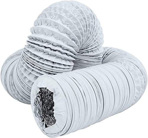 PVC Duct Extension Kit for Bathroom Kitchen Toilet Hydroponics Extractor Fan Air Conditioner Hose Pipe (White 450mm/6m)