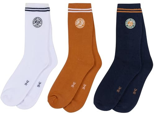 ROLAND GARROS Pack 3 Paires de Chaussettes de Sport Collection Officielle - Taille 39/42