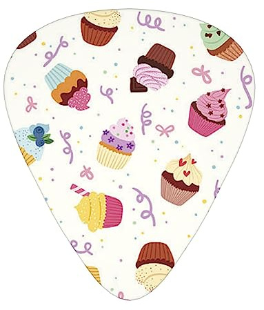 Delicious Cupcakes 12er-Pack Gitarrenplektren Set - Einzigartige einseitig bedruckte Plektren mit ABS-Material für Akustik-, E-Gitarren & Ukulelen