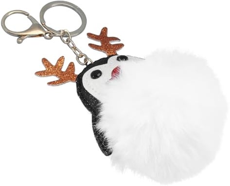 Veemoon Weihnachtlicher Plüsch-pinguin Mit Geweih Schlüsselanhänger Für Damen Süßes Cartoon-design Als Handtaschen- Oder Schlüsselzubehör Flauschiger Und Langlebiger Begleiter Für