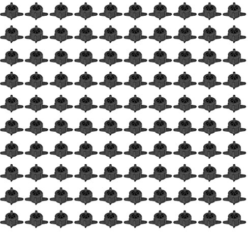 100pcs 4mm Pressure Compensating Drip Emitters Uniform Flow Irrigation Watering Drippers for Large Terrain Slopes Hills Fruit Trees Shrubs PP Material (4L Black)