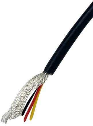 Cavo di controllo schermato Filo di segnale, Cavo di controllo schermato in rame UL2547 a 4 conduttori, 26 AWG e 28 AWG, 10 metri, nero(26 AWG 4core)
