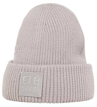 Elbsand Damen Beanie Strickmütze mit Logopatch ESNora 10012 00 Silver Sand (1400)
