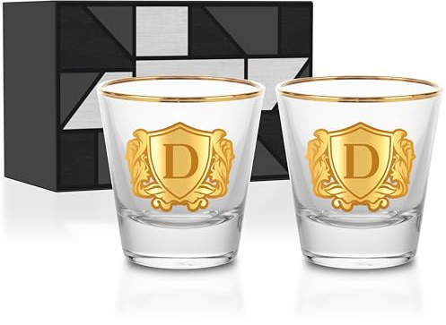 Onebttl Personalised Shot Glass Set for Men, Custom Alcohol Gifts for Tequila, Vodka, or Whiskey Lovers, Unique Birthday, Christmas Gifts for Him, D