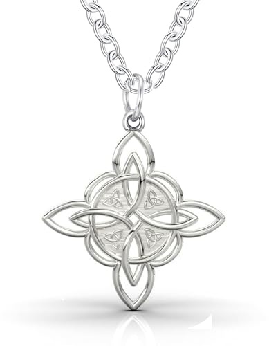 Only faith Collana con nodo di strega celtica, in acciaio inox 316L, catenina lunga 60 e 70 cm, ciondolo 32 mm, ipoallergenico, unisex per uomini e donne