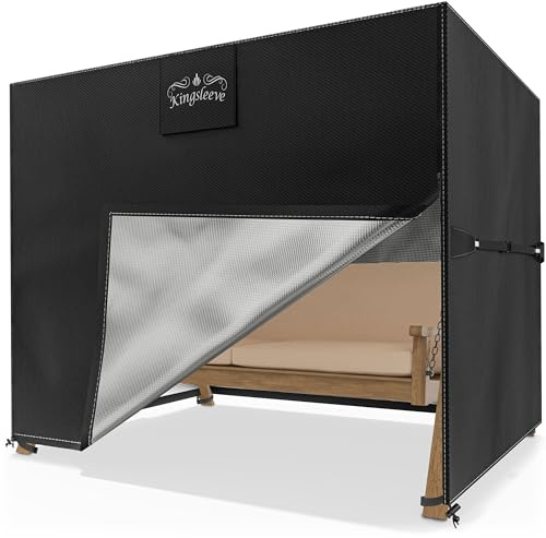 Kingsleeve® Hollywoodschaukel Abdeckung 3-Sitzer 210x150x150cm Winterfest Abdeckplane Wasserdicht Schutzhülle Gartenmöbel Abdeckhaube Schaukel