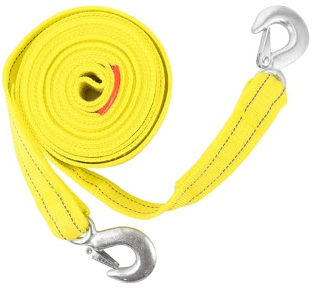 MUSISALY Corde Jaune pour Voiture 5 Tonnes en Polyester de Remorquage Résistante avec Crochets en U et Pratique pour Traction Vibrations
