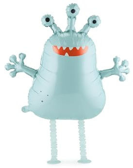 PartyDeco® FB378 Folienballon Laufender Außerirdischer 58x60cm für Helium - Walking Ballon Alien Figur - Luftballon für Geburtstag Weltraumparty Luftballon als Partydeko - Blau - 1 Stück