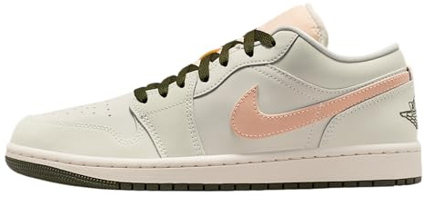 Air Jordan 1 Low Damenschuhe (Sail/Crimson Tint/Cargo Khaki), Sail/Crimson Tint/Cargo Khaki, 9