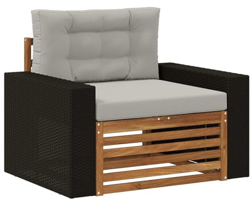 vidaXL Outdoor Mittelsofa Natur, Gartenmöbel, modernes Outdoor-Sofa, modulare Lounge, Elegante Terrassen-Sitze