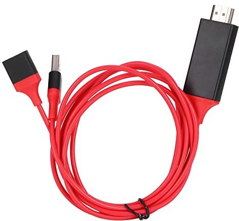 NBVGHPSRW Cavo adattatore HDMI 1080P da telefono cellulare a TV, cavo video HDMI universale per smartphone e tablet, adattatore AV 1080p HD con alimentazione USB compatibile con dispositivi