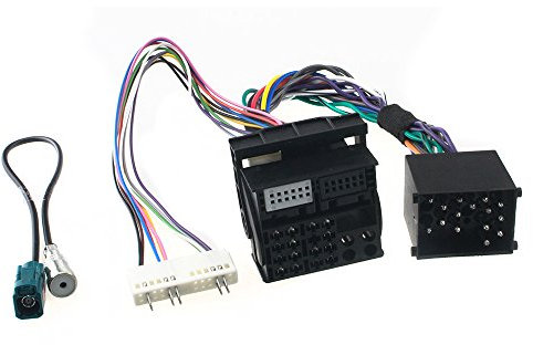 Radioanschlusskabel Umrüst-Adapter kompatibel mit BMW runde Pins (BM24) auf flache Pins (BM54) mit Antennenadapter (ISO>FAKRA)