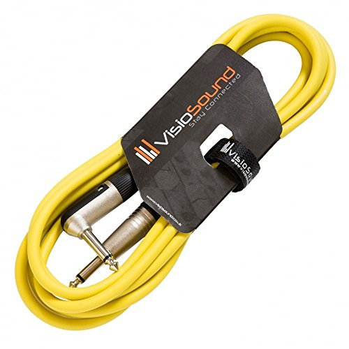 Cable de Guitarra 6.35mm 1/4 Mono Jack-Jack Acodado/Cable instrumento / 6 Colores 3m Amarillo