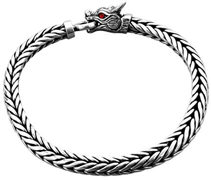 Kuzzoi Bracelet pour homme avec un fermoir habilement travaillé en forme de tête de dragon, en argent sterling 925 - 232095
