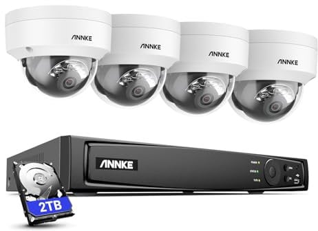ANNKE 4K PoE Security Camera System, 8CH CCTV System with 2TB HDD NVR, 4x 8MP IP Camera Outdoor with Human & Vehicle Motion Detection, IK10 & IP67, Colour Night Vision, Remote Access, H800