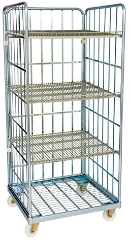 Rollregal 1600 mm verzinkt mit 3 Zwischenböden Stahlboden