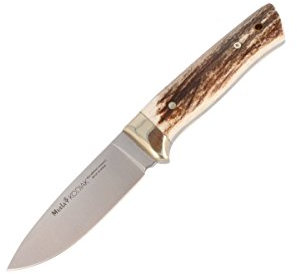 ELECTROPOLIS Cuchillo de Caza Muela Kodiak KODIAK-10A, Enterizo, cachas de asta de Ciervo y Alpaca, Peso 200 Gramos, Hoja MOVA de 10 cm + Tarjeta Multiusos de Regalo