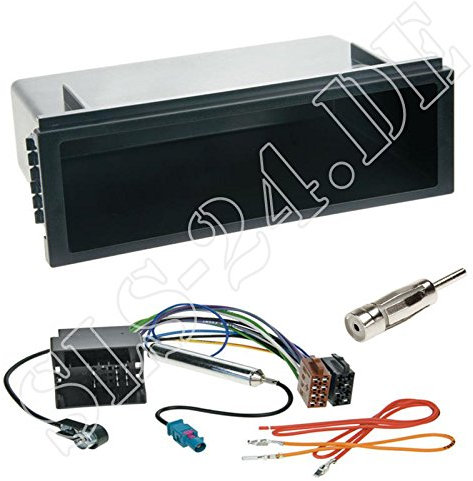 Einbauset : 1-DIN Ablagefach schwarz + ISO Radio Adapterkabel mit Phantomeinspeisung für VW Polo (N9) 2001 bis 2008 / VW Fox 04/2005 bis 12/2011 VW Lupo nur für Modelle mit Quadlock