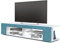 Vladon Lowboard Movie, TV-Kommode mit 4 offenen Fächern und Zierleisten, Weiß matt/Petrol Hochglanz, inkl. LED-Beleuchtung weiß (134 x 29 x 39 cm)