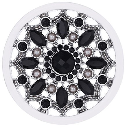 Morella Damen Coin 33 mm Blüte Zirkonia schwarz