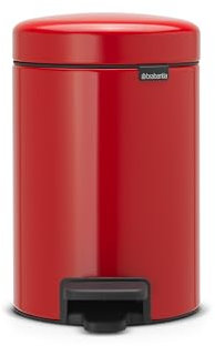 Brabantia Treteimer mit Inneneimer aus Kunststoff, stahl, Passion Rot, 3 Liter