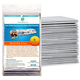 HealthyLine - Thermal Foil Sauna Blanket (Confezione da 50 pezzi) – per Detox & Weight Loss, Far Infrared Therapy – Retains up to 97% of Body Heat – 64 in x 84 in Survival Mylar Blankets