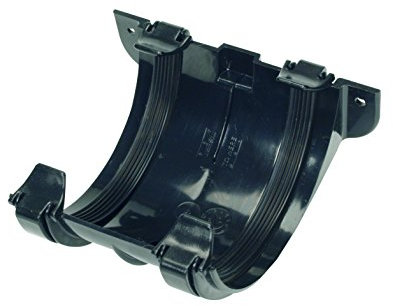 Hunter (BR008 112MM Half Round Joint/Union Bracket Black) Half Round guttering Components. Select Individual Parts as Required.