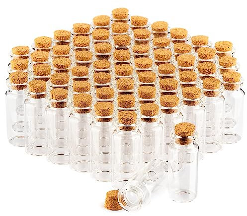 com-four® 60x pots à épices 10 ml avec bouchon, ensemble de mini bouteilles en verre, ensemble de verres cadeaux, stockage d'huiles, d'épices, d'herbes ou de thé (060 pièces)