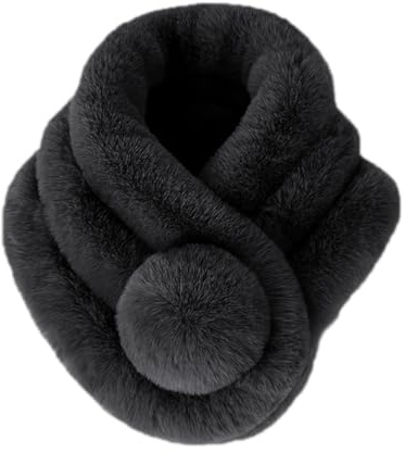 EQLEF Schal aus Kunstpelz, Schals aus Kunstpelz, Winterkragen, warm, mit weichem Ball, für Frauen