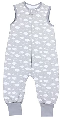 TupTam Baby Ganzjahresschlafsack mit Füßen - 2,5 TOG - OEKO-TEX - Unisex, Farbe: Wolken Grau, Größe: 92-98