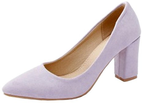 Onewus Scarpe da donna alla moda con tacco a blocco, per matrimonio e lavoro, Lilla, 43 EU