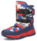 Mishansha Stivali Neve Bambini Stivaletti Ragazze Doposci Scarponcini Imbottiti di Pelo Scarpe Invernali Comodi Caldi e Antiscivolo Outdoor, Blu Rosso, 30 EU