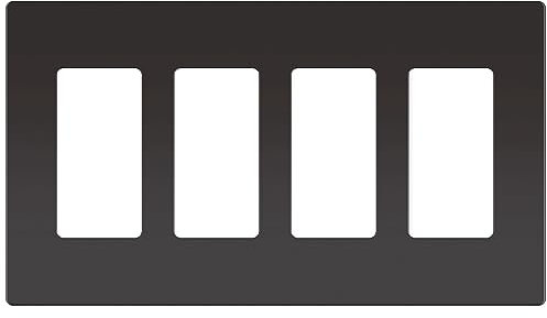 Enerlites 4-Gang Screwless Wall Plate Child Safe Outlet Cover, Polycarbonate Thermoplastic, White, Light Almond, Black (6. Dark Bronze)