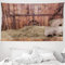 ABAKUHAUS Wagenrad Wandteppich und Tagesdecke, Old Stable aus Weiches Mikrofaser Stoff Waschbar ohne Verblassen Digitaldruck, 230 x 140 cm, Braun Sand